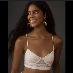 Brand New By Anthropologie Sequin Mesh Crop Top